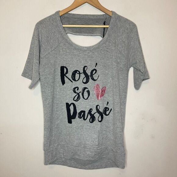 NWT CHASER‎ Rosé so Passé Open Back Short Cut-Off Sleeve Cozy Top, Medium - Picture 1 of 5